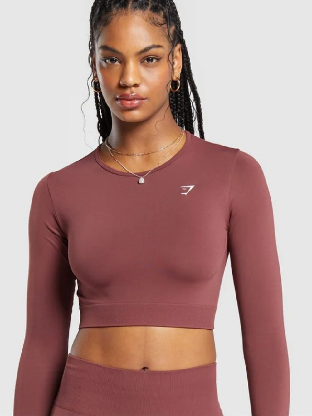 Gymshark Everyday Seamless Long Sleeve Crop Top - Red